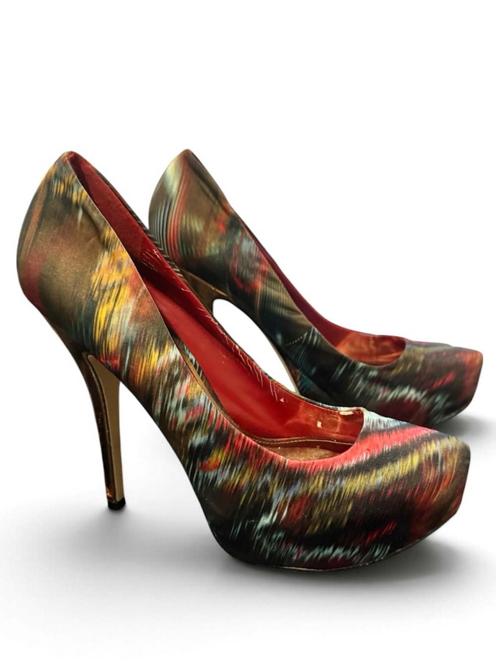 Aldo Multicolor Brushstroke Pumps with Gold Heel